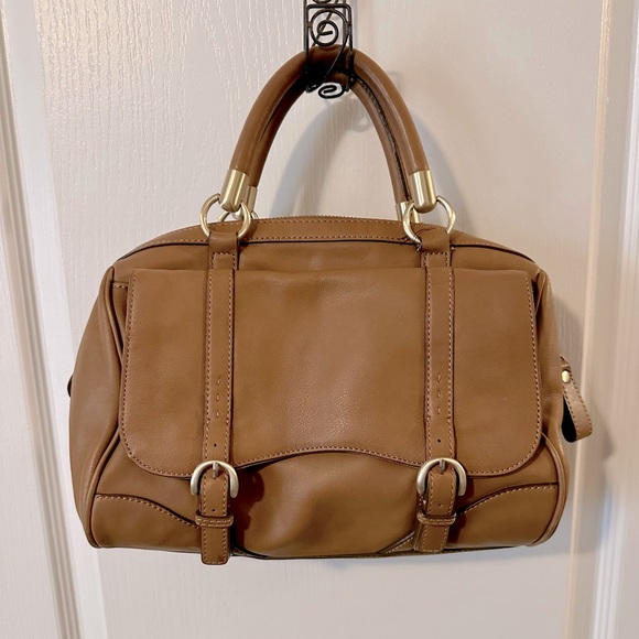 Talbots Handbags - Talbots - Tan Leather Handbag with Gold Buckles - Amazing Condition!